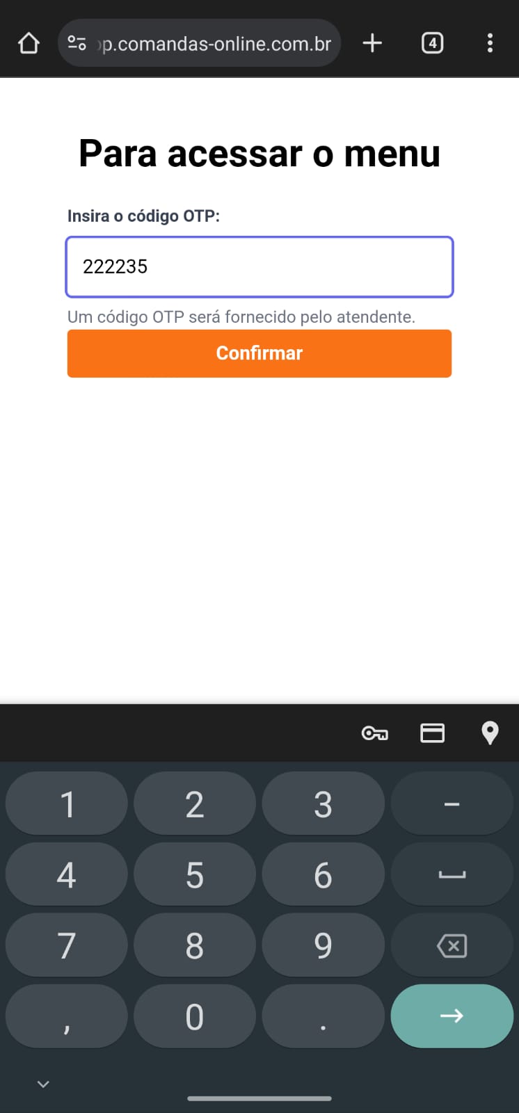 Print 1 do sistema Comandas Online no celular